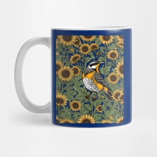 Western Meadowlark Bird Surrounded By Sunflowers Mug